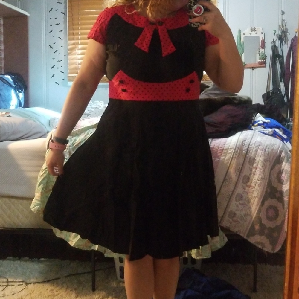 Hell Bunny Vixen Red Black Swing Dress